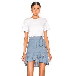 Veronica Beard Bari Mix Media Dress in White/Chambray